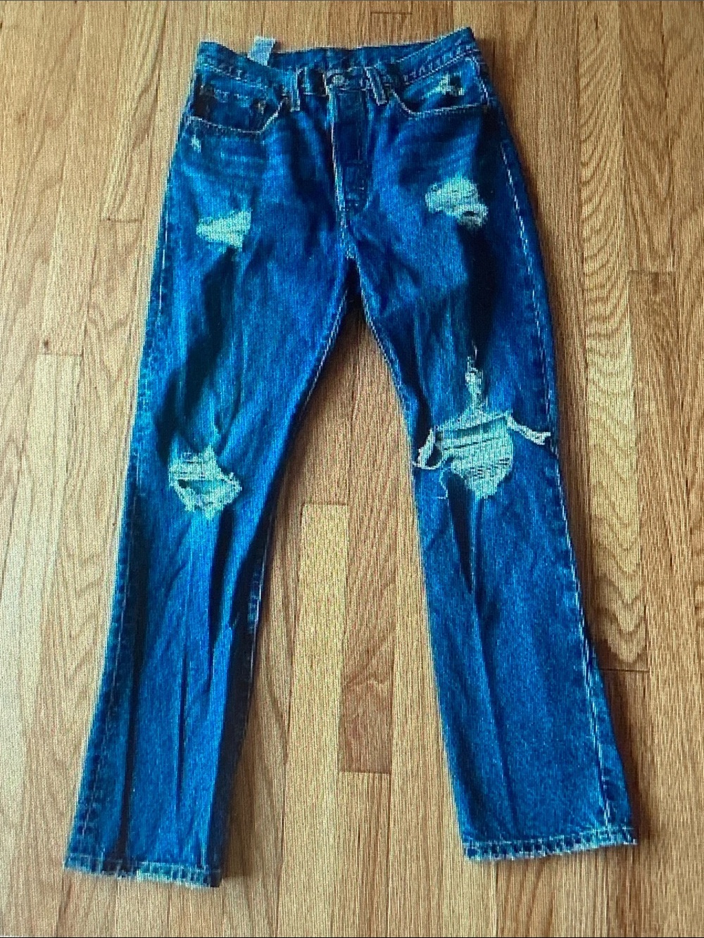 Levi's High-Rise Ripped Dark Blue Jeans